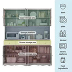 Buffet à 3 tiroirs Famapy Gris Moire de 155,4 cm de large avec design moderne, meuble de rangement, armoire de rangement