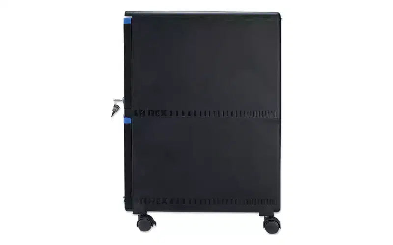 Classeur mobile à deux tiroirs Storex, 2 tiroirs pour dossiers format légal/lettre, noir/bleu, 14,75 x 18,25 x 26