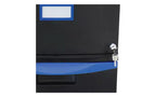Classeur mobile à deux tiroirs Storex, 2 tiroirs pour dossiers format légal/lettre, noir/bleu, 14,75 x 18,25 x 26