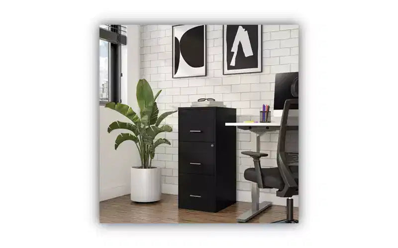 Classeur vertical Alera Soho, 3 tiroirs : Classeur/Classeur/Classeur, format Lettre, noir, 14 x 18 x 34,9