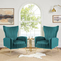 Lot de 2 fauteuils d'appoint en velours avec pieds en métal pour salon