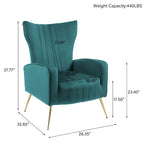 Lot de 2 fauteuils d'appoint en velours avec pieds en métal pour salon