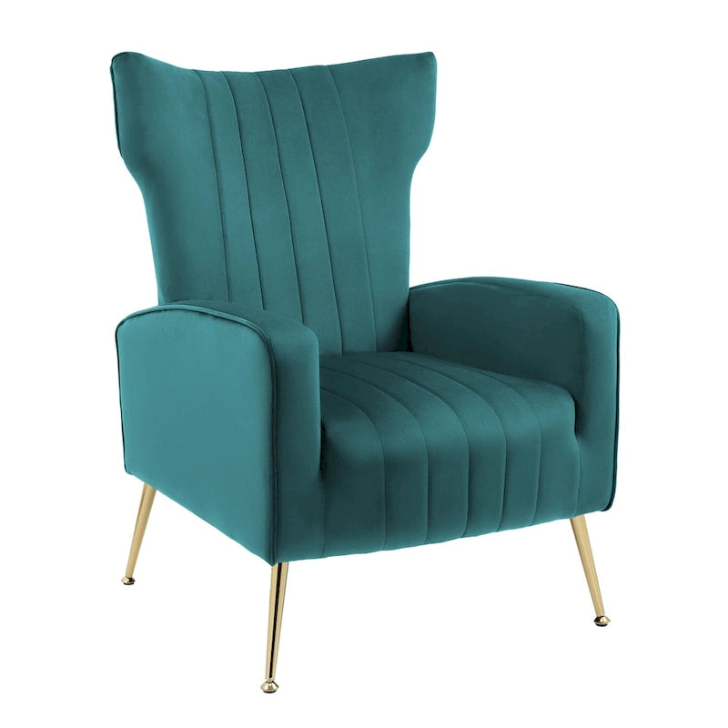 Lot de 2 fauteuils d'appoint en velours avec pieds en métal pour salon