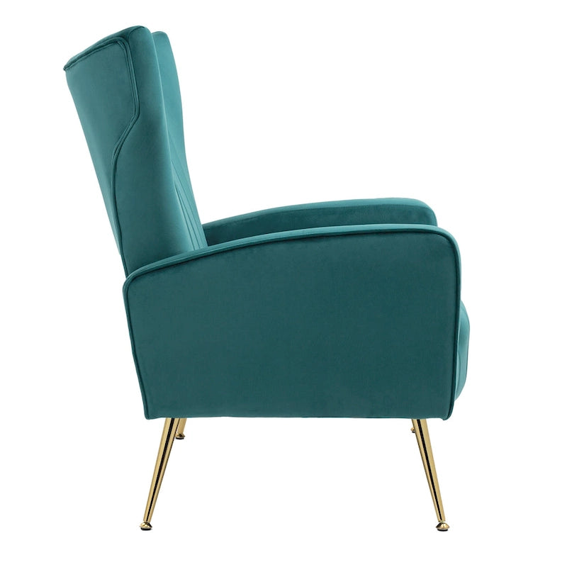 Lot de 2 fauteuils d'appoint en velours avec pieds en métal pour salon