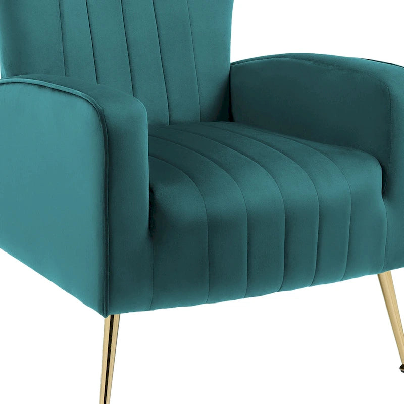 Lot de 2 fauteuils d'appoint en velours avec pieds en métal pour salon