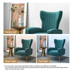 Lot de 2 fauteuils d'appoint en velours avec pieds en métal pour salon