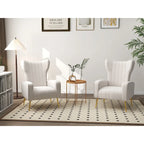 Lot de 2 fauteuils d'appoint en velours avec pieds en métal pour salon