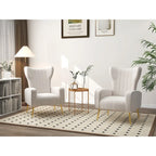 Lot de 2 fauteuils d'appoint en velours avec pieds en métal pour salon