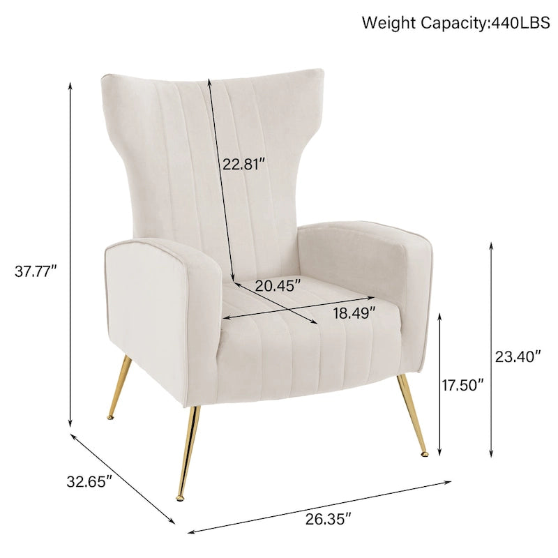 Lot de 2 fauteuils d'appoint en velours avec pieds en métal pour salon