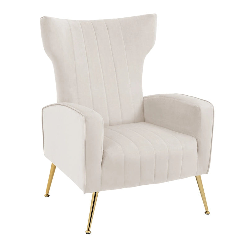 Lot de 2 fauteuils d'appoint en velours avec pieds en métal pour salon