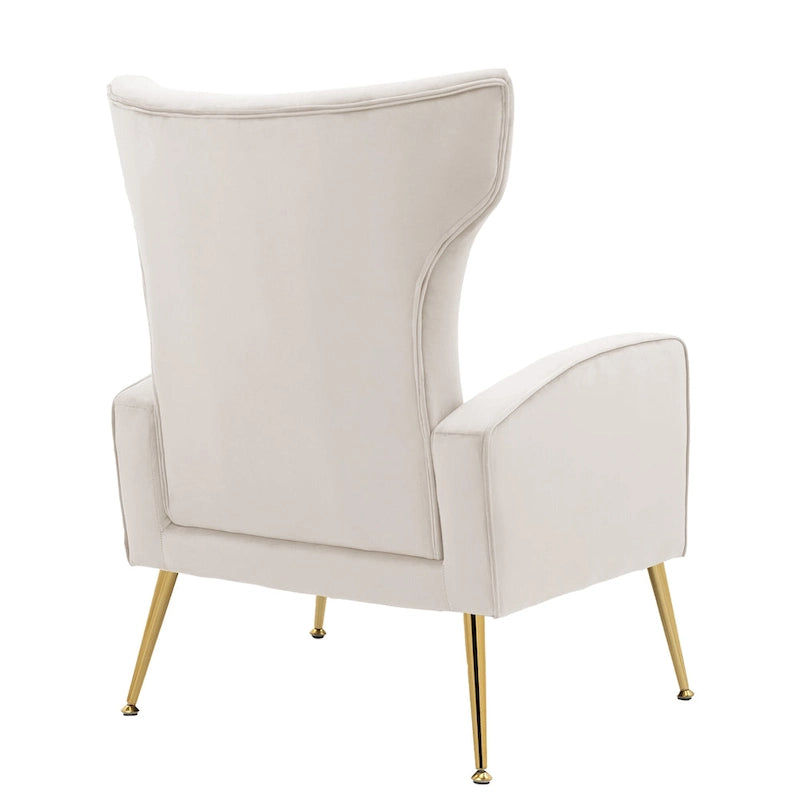 Lot de 2 fauteuils d'appoint en velours avec pieds en métal pour salon