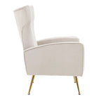 Lot de 2 fauteuils d'appoint en velours avec pieds en métal pour salon