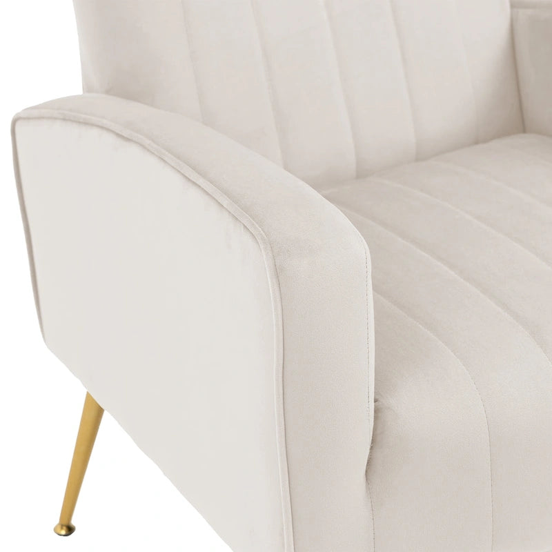 Lot de 2 fauteuils d'appoint en velours avec pieds en métal pour salon