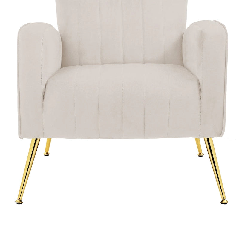 Lot de 2 fauteuils d'appoint en velours avec pieds en métal pour salon