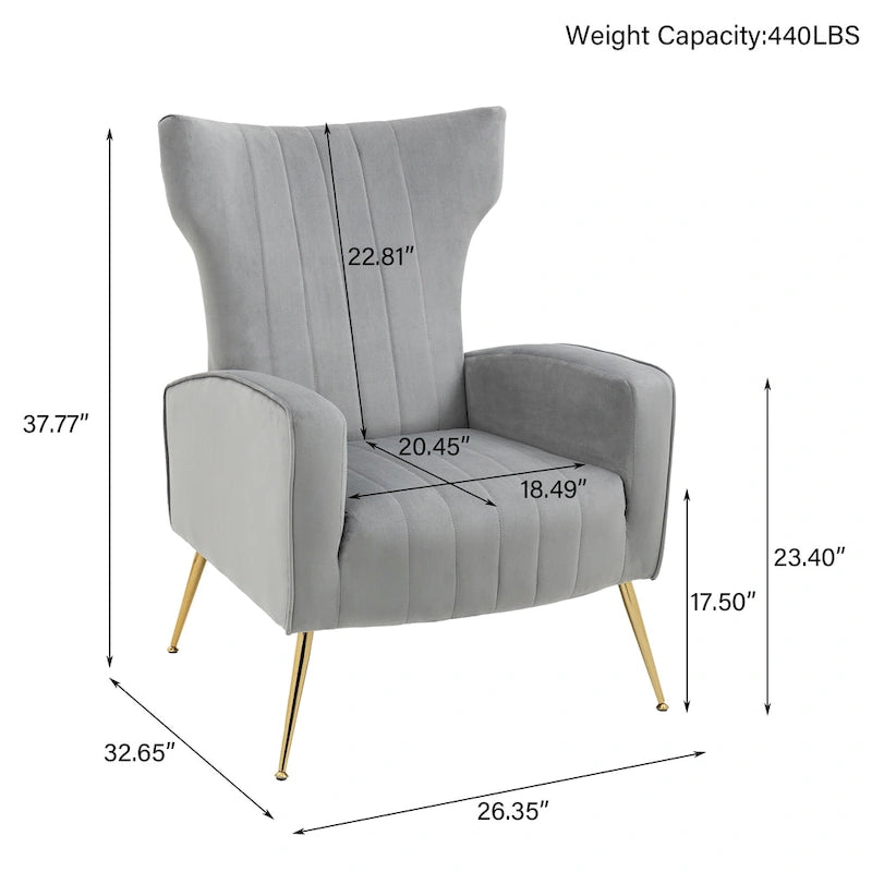 Lot de 2 fauteuils d'appoint en velours avec pieds en métal pour salon