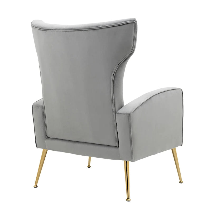 Lot de 2 fauteuils d'appoint en velours avec pieds en métal pour salon