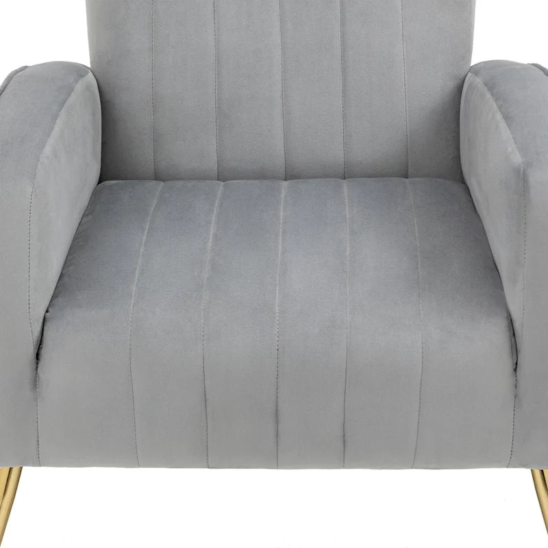 Lot de 2 fauteuils d'appoint en velours avec pieds en métal pour salon