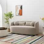 KINWELL Causeuse 2 places en tissu bouclé avec oreillers