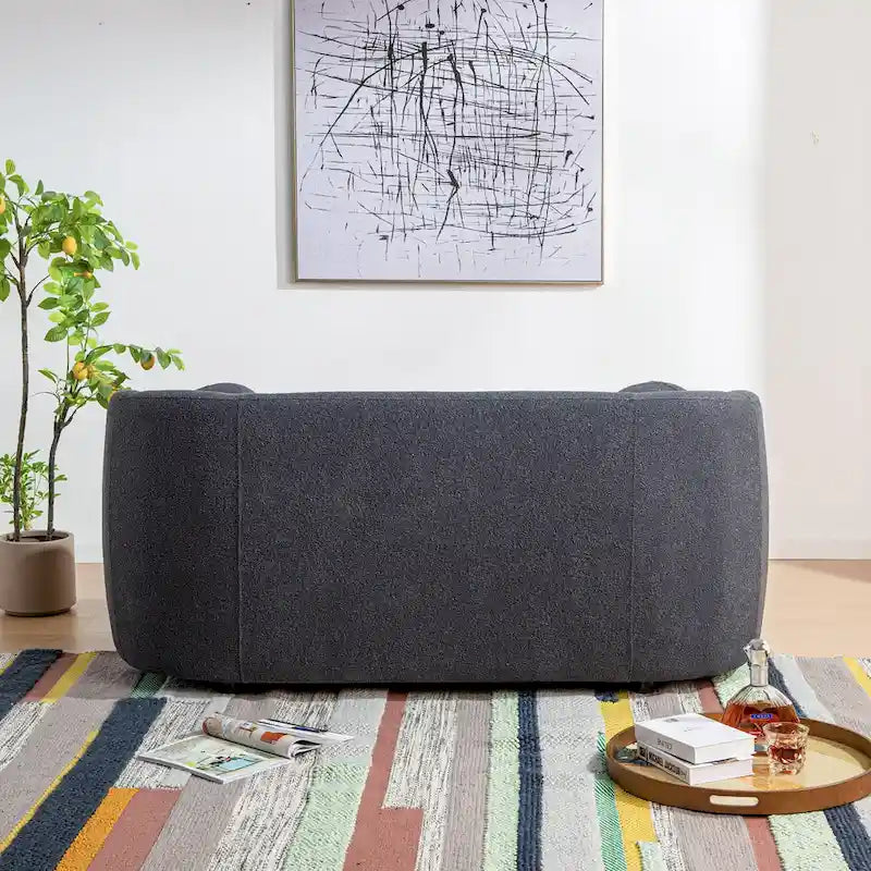 KINWELL Causeuse 2 places en tissu bouclé avec oreillers
