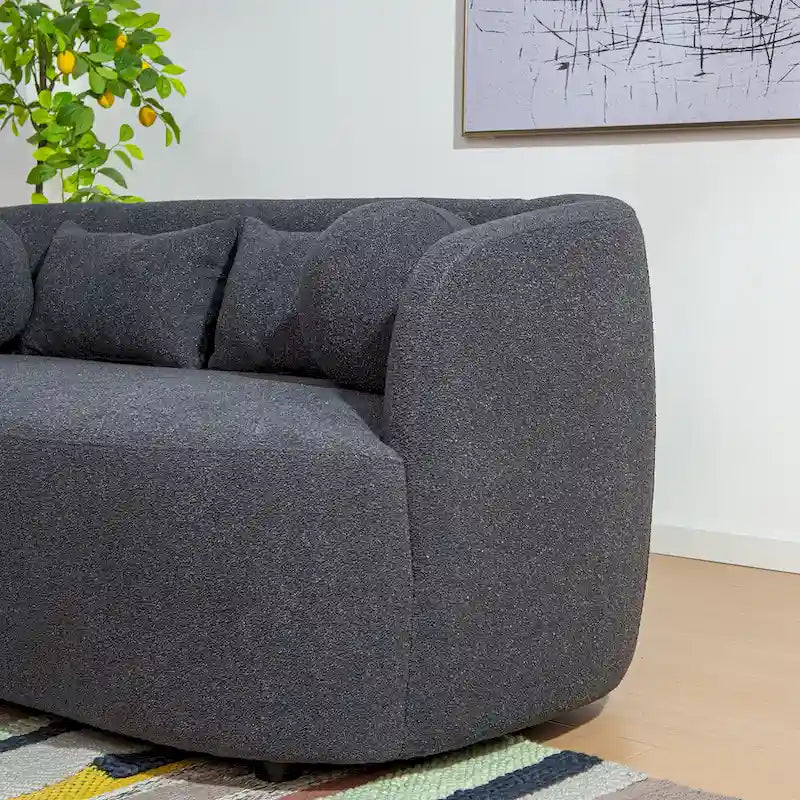 KINWELL Causeuse 2 places en tissu bouclé avec oreillers