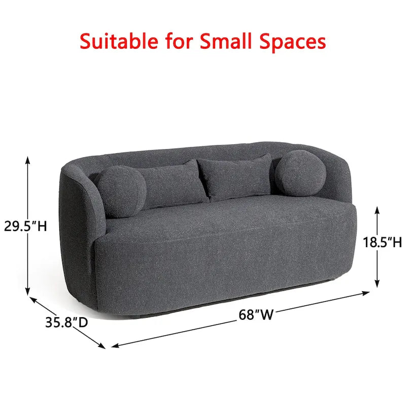 KINWELL Causeuse 2 places en tissu bouclé avec oreillers