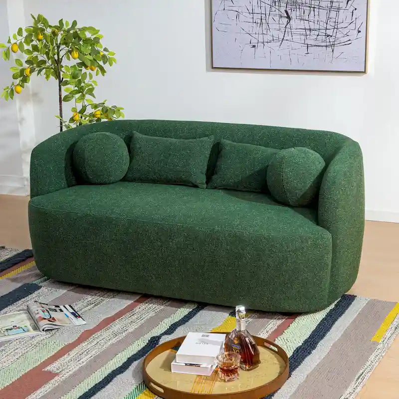 KINWELL Causeuse 2 places en tissu bouclé avec oreillers