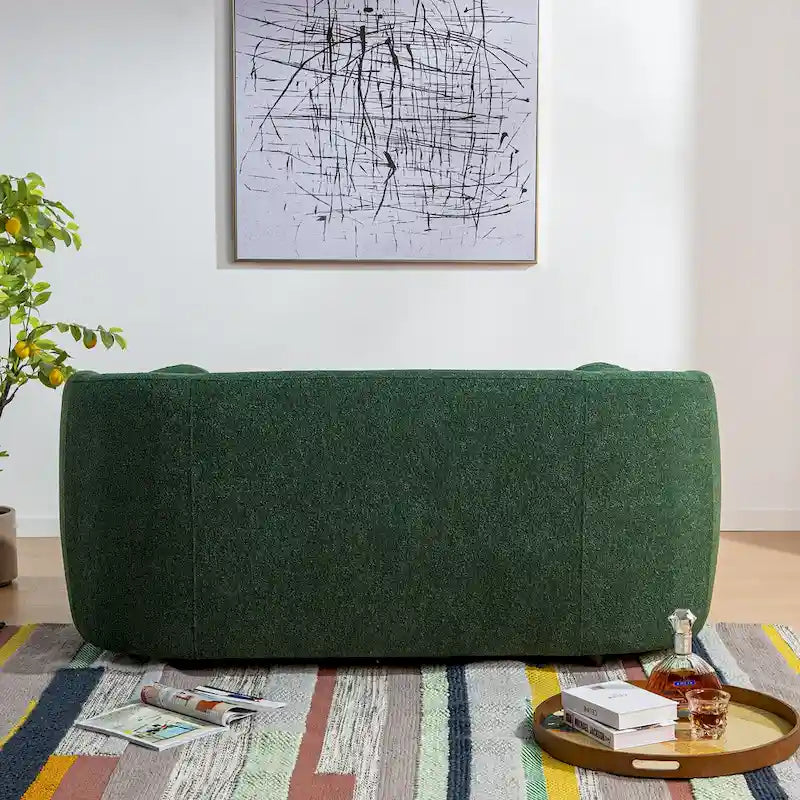 KINWELL Causeuse 2 places en tissu bouclé avec oreillers