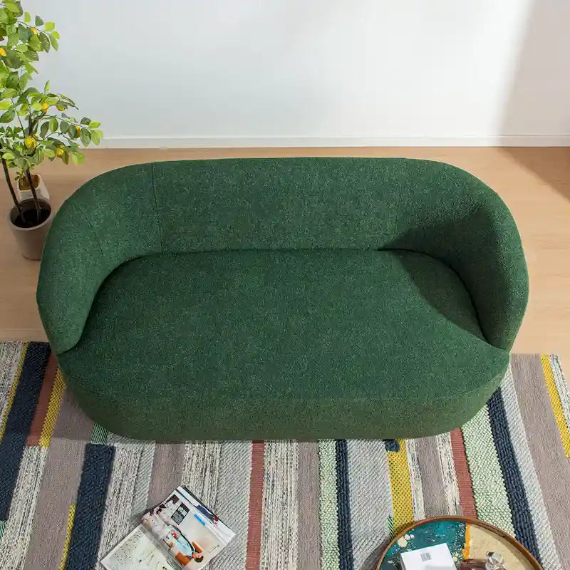 KINWELL Causeuse 2 places en tissu bouclé avec oreillers