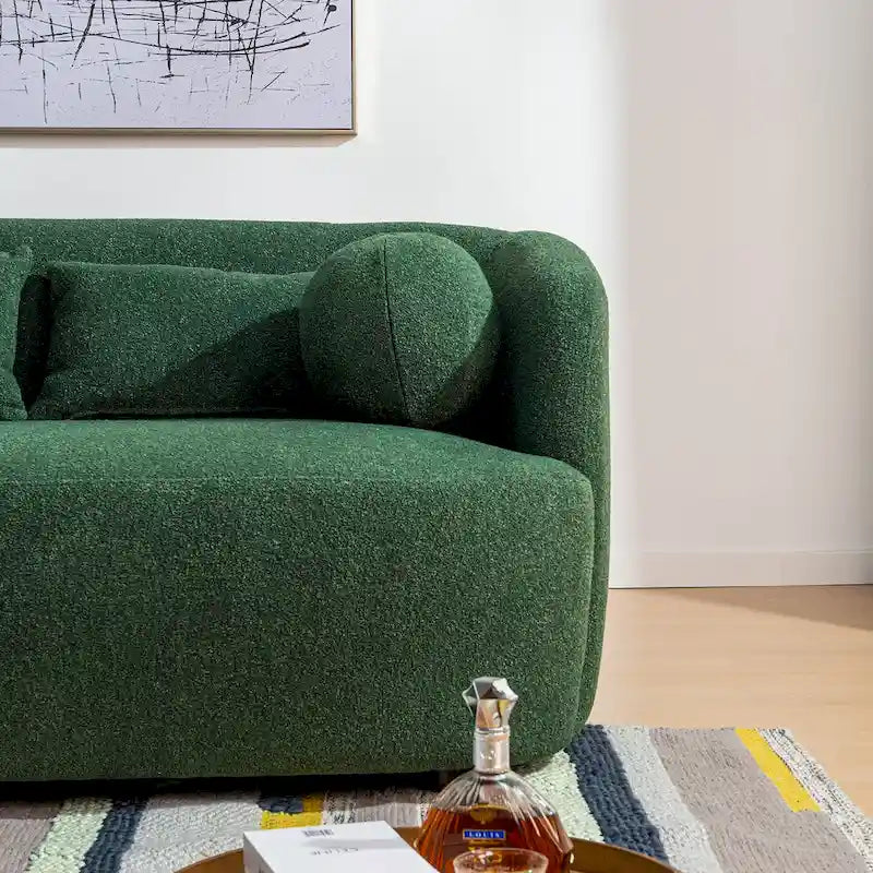 KINWELL Causeuse 2 places en tissu bouclé avec oreillers