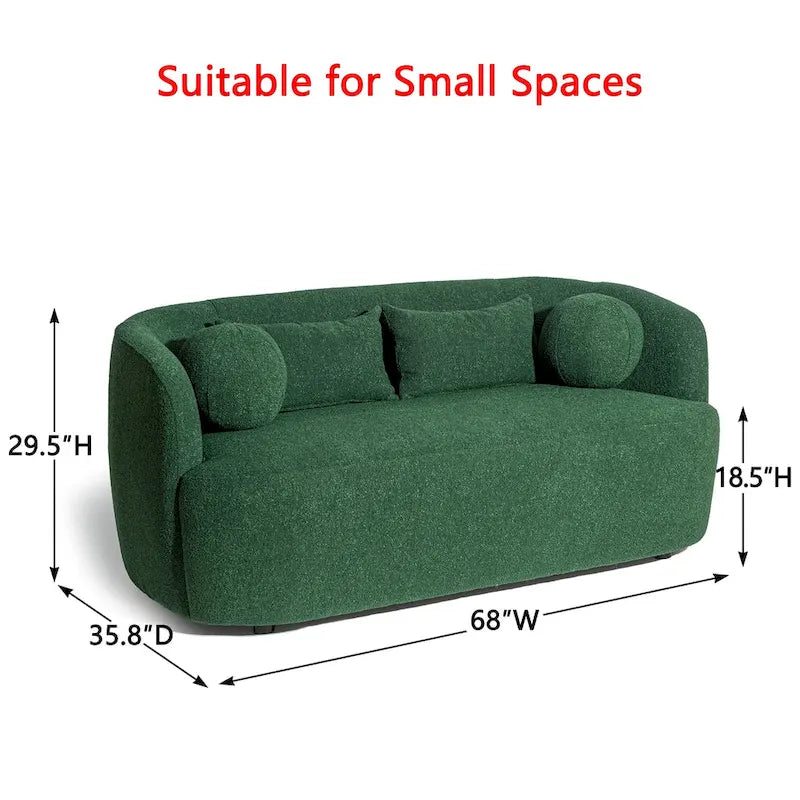 KINWELL Causeuse 2 places en tissu bouclé avec oreillers