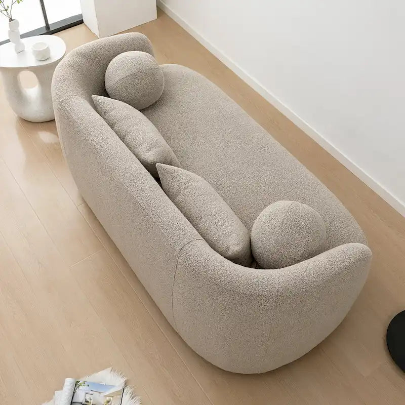 KINWELL Causeuse 2 places en tissu bouclé avec oreillers