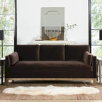 Canapé Knox 84 de style ferme moderne en velours avec accoudoirs droits