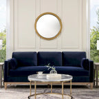 Canapé Knox 84 de style ferme moderne en velours avec accoudoirs droits