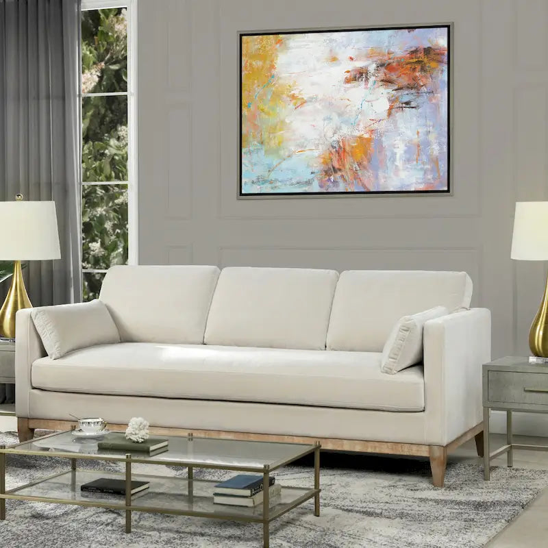 Knox 84 Modern Farmhouse Velvet Track Arm Sofa