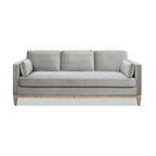 Canapé Knox 84 de style ferme moderne en velours avec accoudoirs droits