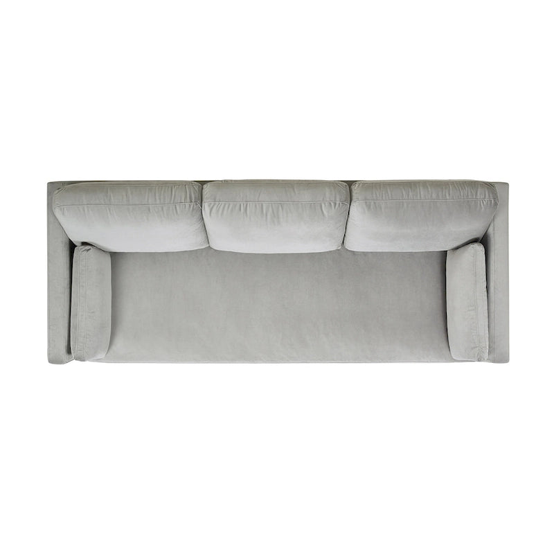 Canapé Knox 84 de style ferme moderne en velours avec accoudoirs droits