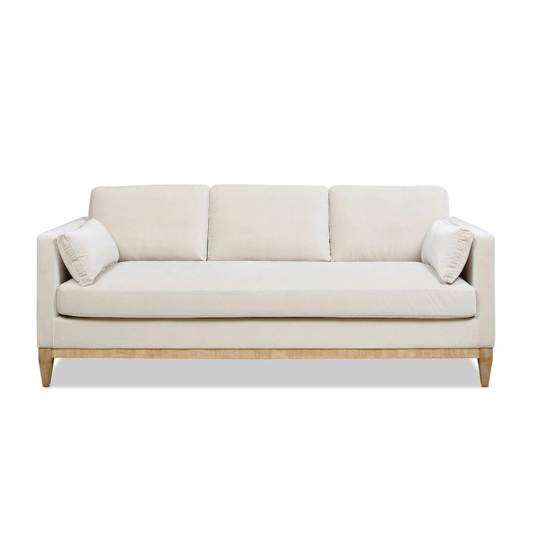 Canapé Knox 84 de style ferme moderne en velours avec accoudoirs droits