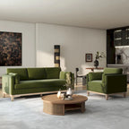 Canapé Knox 84 de style ferme moderne en velours avec accoudoirs droits