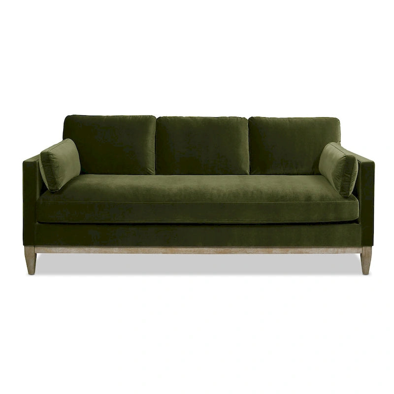 Canapé Knox 84 de style ferme moderne en velours avec accoudoirs droits
