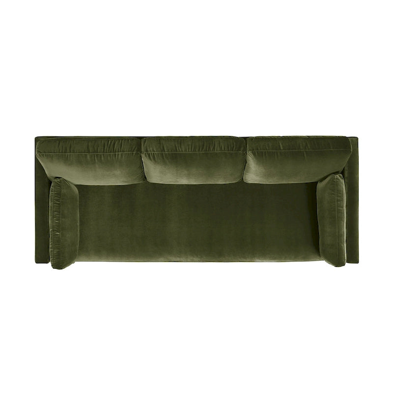 Canapé Knox 84 de style ferme moderne en velours avec accoudoirs droits