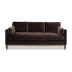 Canapé Knox 84 de style ferme moderne en velours avec accoudoirs droits