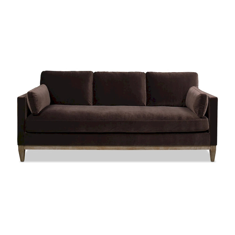 Canapé Knox 84 de style ferme moderne en velours avec accoudoirs droits