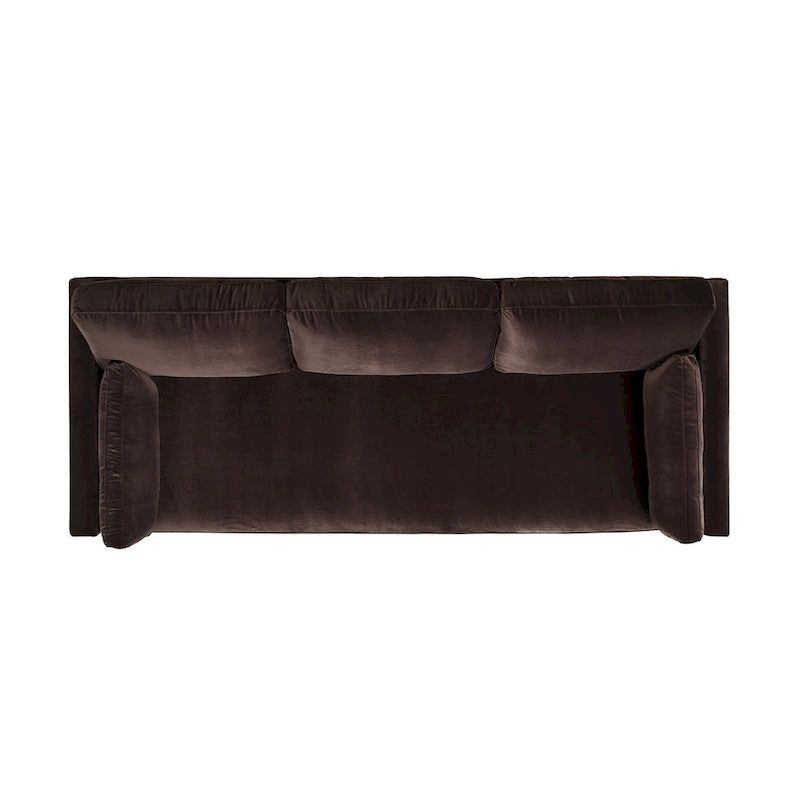 Canapé Knox 84 de style ferme moderne en velours avec accoudoirs droits