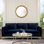 Canapé Knox 84 de style ferme moderne en velours avec accoudoirs droits