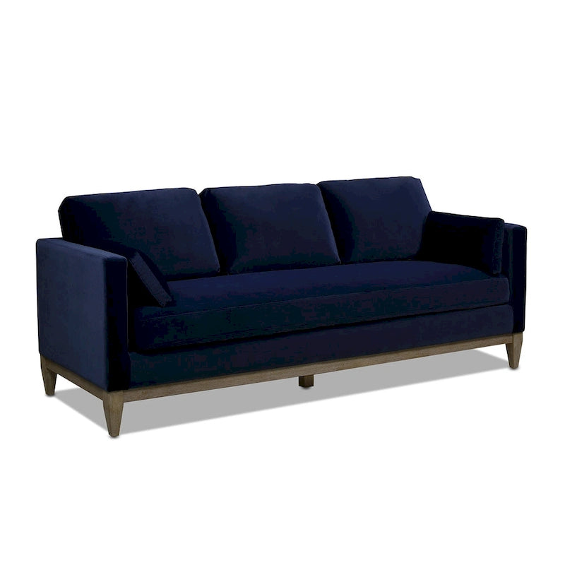 Canapé Knox 84 de style ferme moderne en velours avec accoudoirs droits