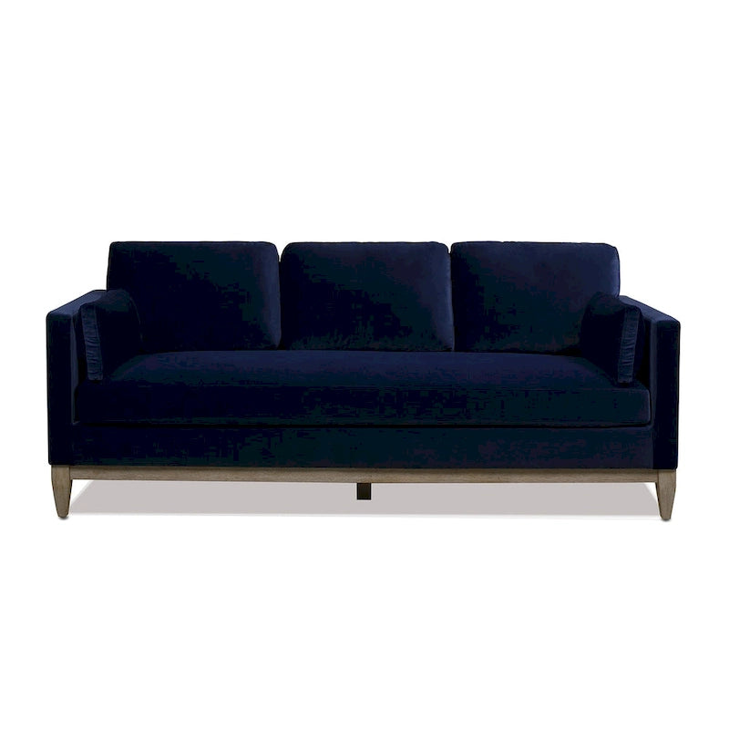 Canapé Knox 84 de style ferme moderne en velours avec accoudoirs droits