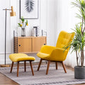 Fauteuil d'appoint capitonné en velours doux avec pouf Carson Carrington Aasen