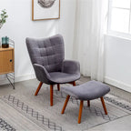 Fauteuil d'appoint capitonné en velours doux avec pouf Carson Carrington Aasen