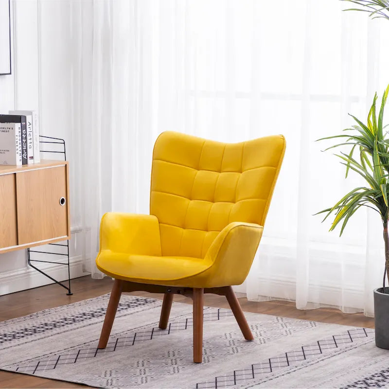 Fauteuil d'appoint capitonné en velours doux avec pouf Carson Carrington Aasen