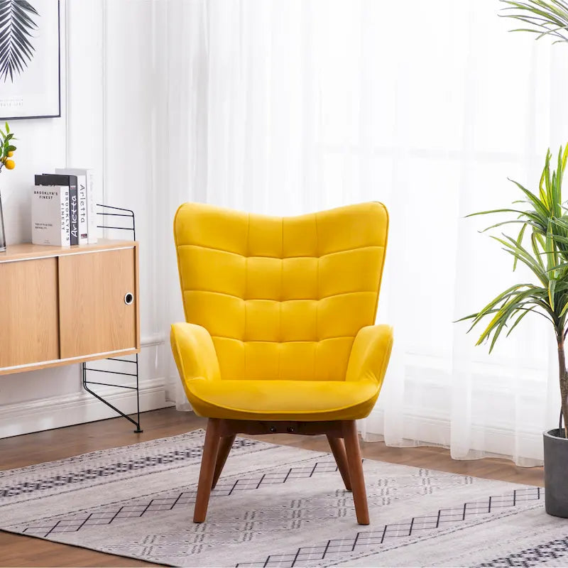 Fauteuil d'appoint capitonné en velours doux avec pouf Carson Carrington Aasen